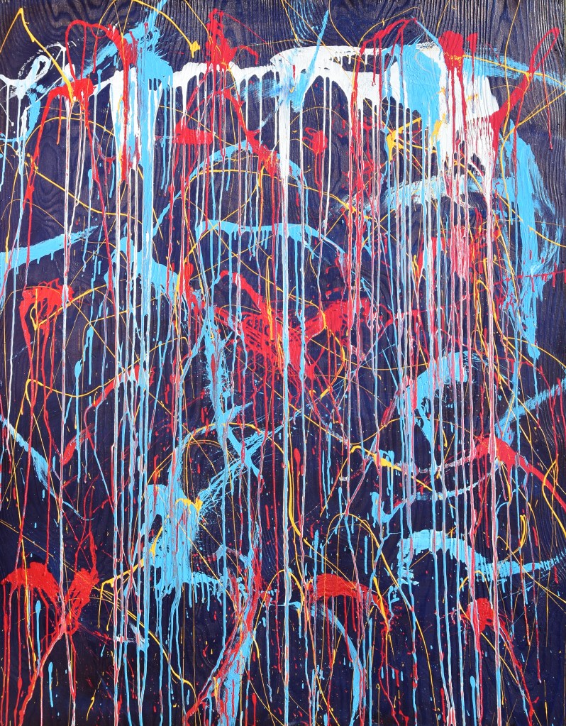 짙은파랑바타, 레드,블루 흐름 BAEK HAE YONG_Untitled, 무제 2017 